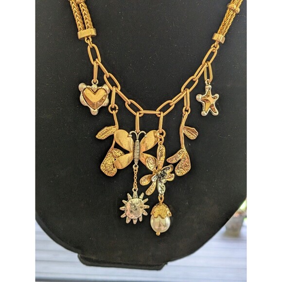 Zara Necklace Women NWT SS25 Butterfly Floral Charms Gold Silver Mixed Metals - Picture 10 of 12